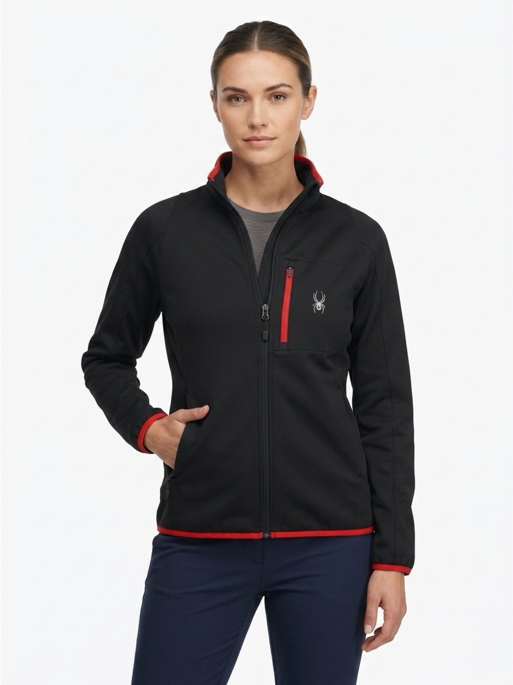 Spyder Softshell Fleece Lined Jacket Full Zip Polyester Black Small